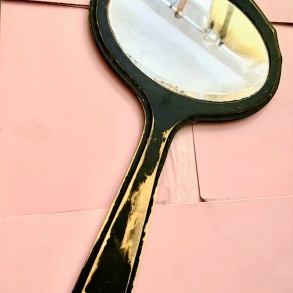Vtg Deco Bakelite/Celluloid Mirror Handheld ( Monogrammed) - Picture 2 of 4